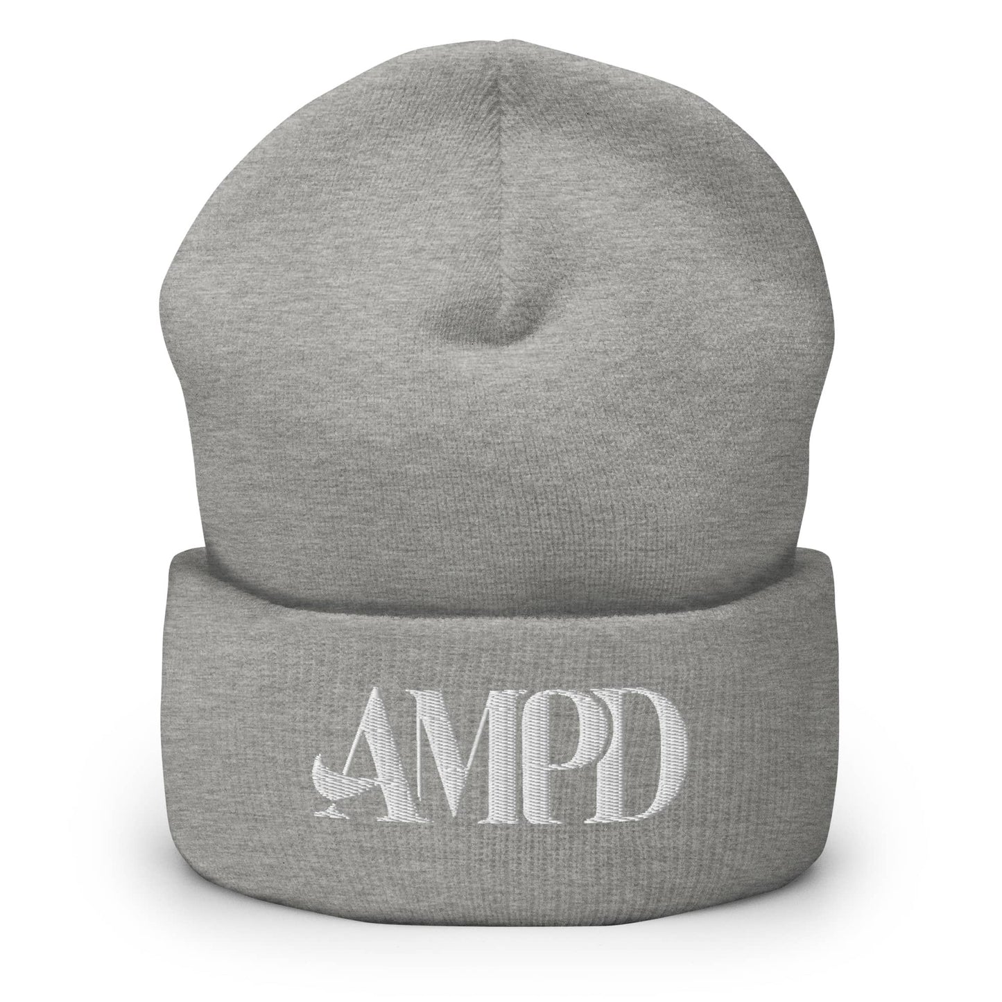Amp'd Up Logo Cuffed Beanie in Grey with a Soft Knit Design for Warmth and Style