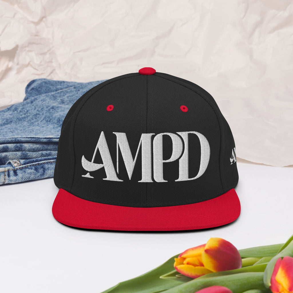 Ampd Up Logo Snapback hat in black and red for a stylish casual look