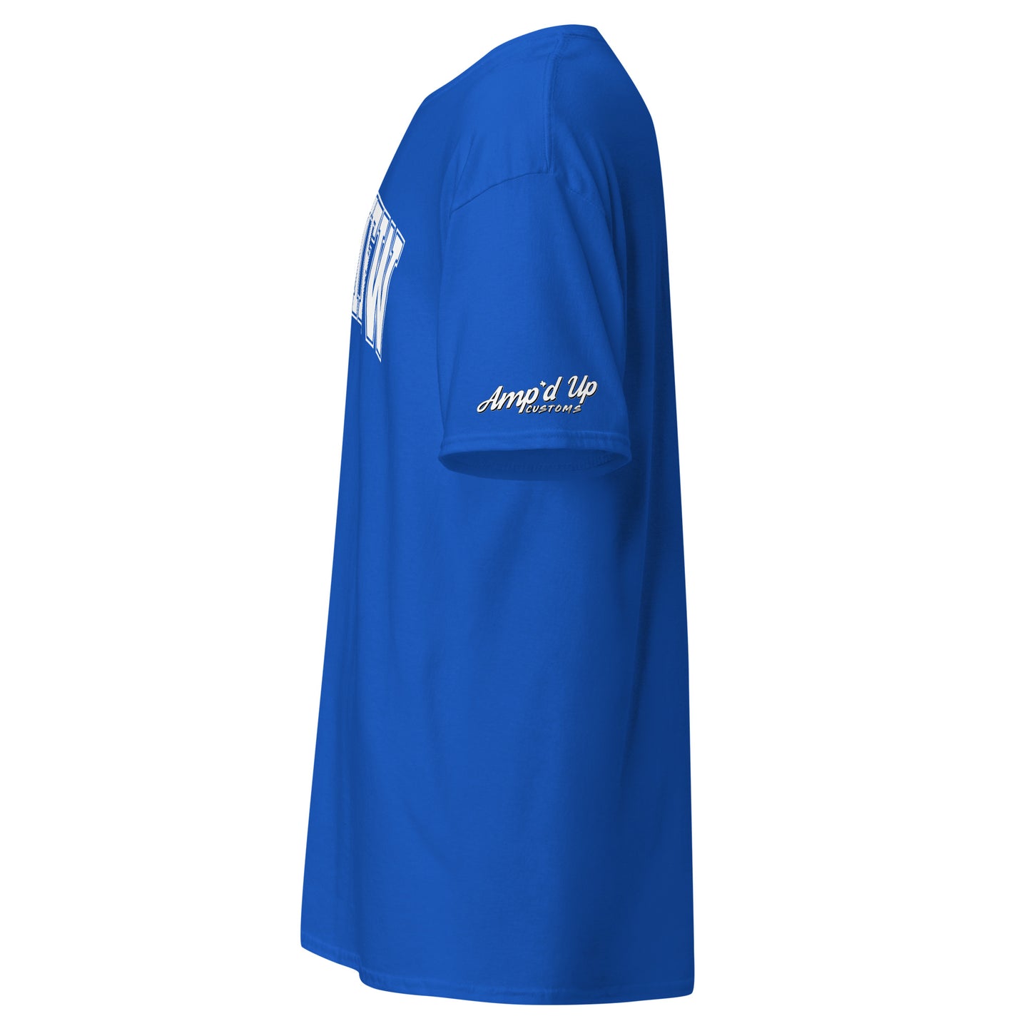 Blue Longview Texas T-Shirt by Amp'd Up Custom with logo on sleeve and comfortable fit