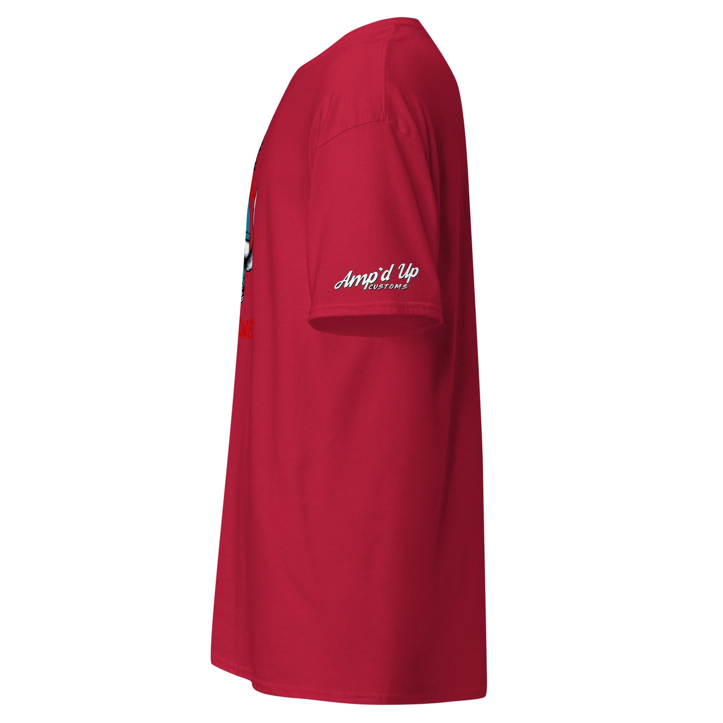 Red Michael Meowers T-Shirt by Amp'd Up Custom with logo on sleeve and classic fit