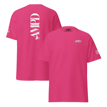 Amp'd Up Official 2026 AMPD Back Graphic T-Shirt in vibrant pink color with stylish logo