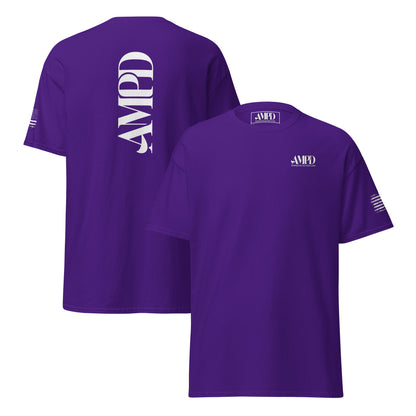 Amp'd Up Official 2026 AMPD Back Graphic T-Shirt in purple featuring a bold logo and stripes