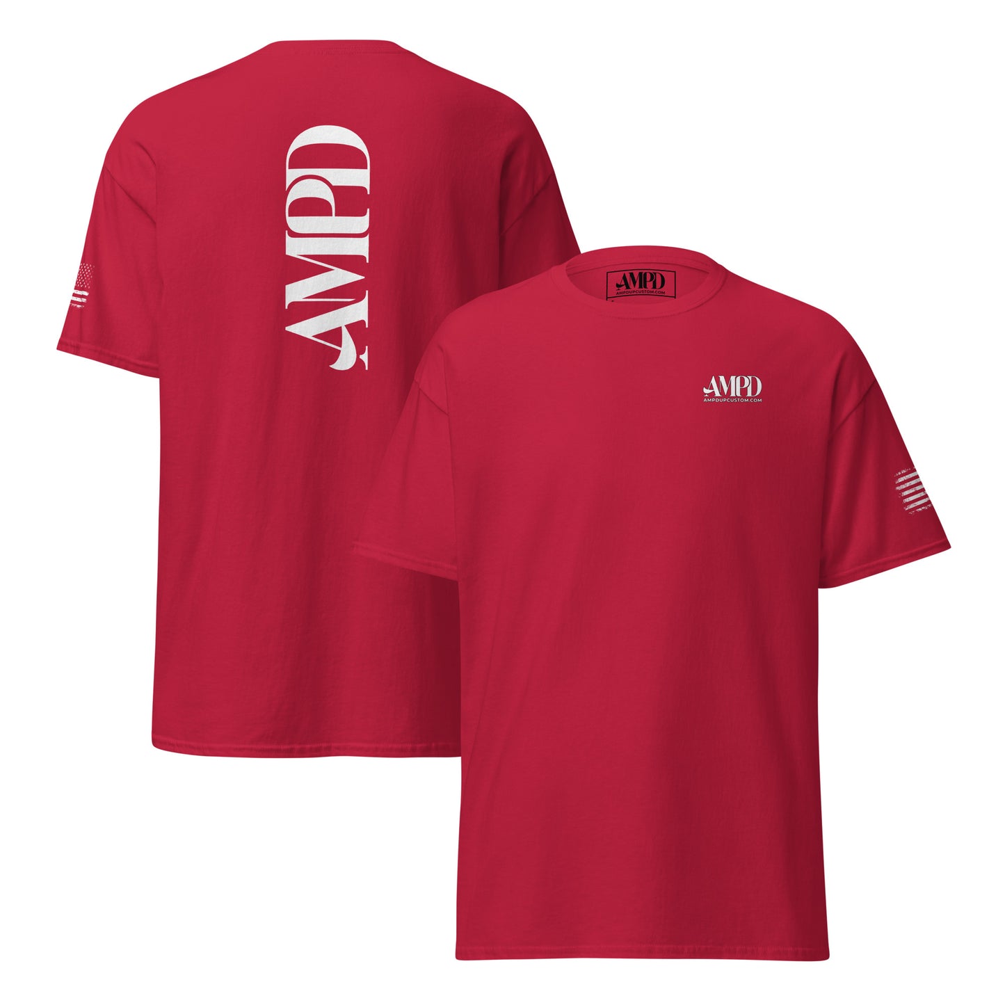 Amp'd Up Official 2026 AMPD Back Graphic T-Shirt in red with bold lettering and a comfortable fit