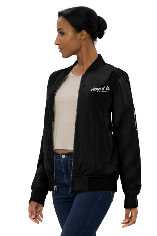 Amp'd Up Premium recycled bomber jacket in black with stylish design for eco-conscious fashion