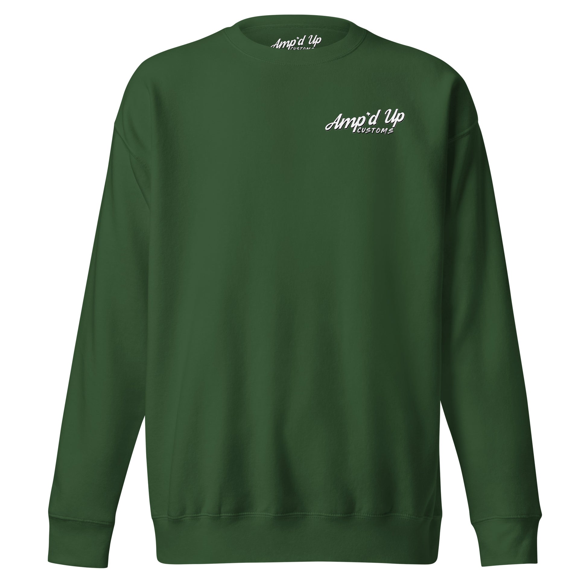 Back view of Ride Hard, Wrench Harder Sweatshirt by Amp'd Up Custom in green color
