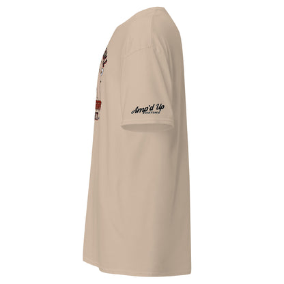 Beige Rolling up Some Horror Spirit T-Shirt by Amp'd Up Custom shown from side view