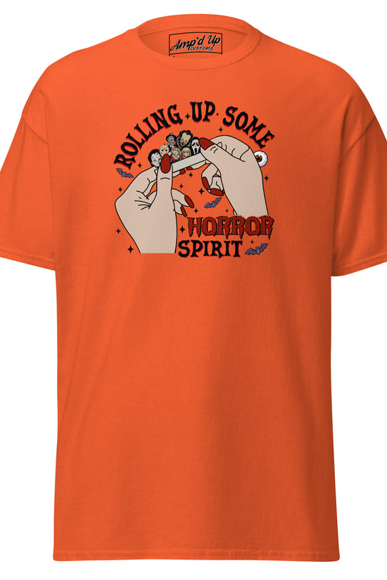 Orange Rolling up Some Horror Spirit T-Shirt by Amp'd Up Custom with spooky graphic design