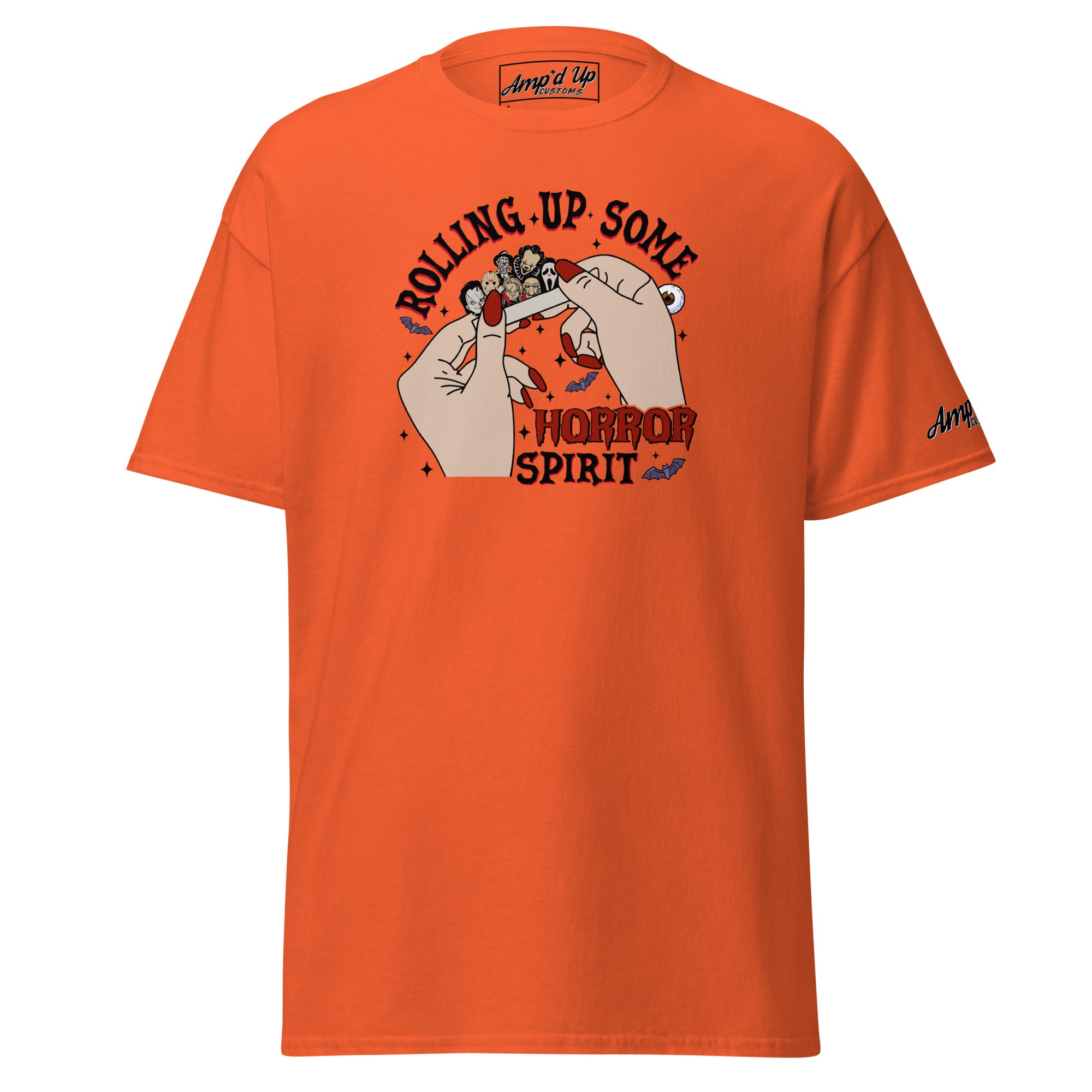 Orange Rolling up Some Horror Spirit T-Shirt by Amp'd Up Custom with spooky graphic design