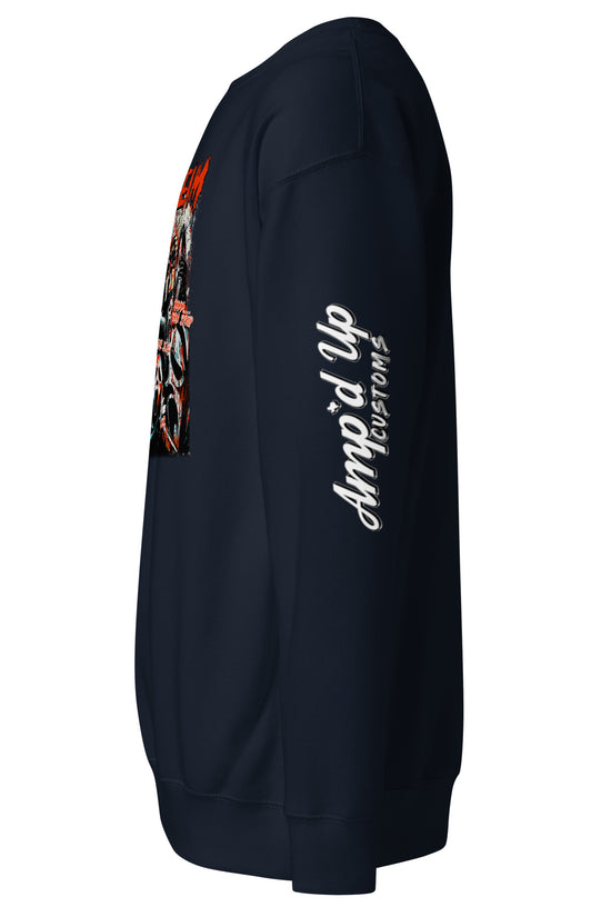 Amp'd Up Custom black Scream Sweatshirt with graphic print and logo on the sleeve