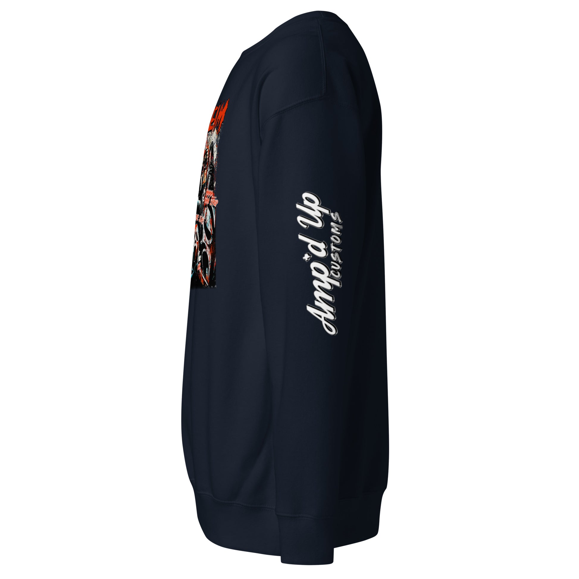 Amp'd Up Custom black Scream Sweatshirt with graphic print and logo on the sleeve