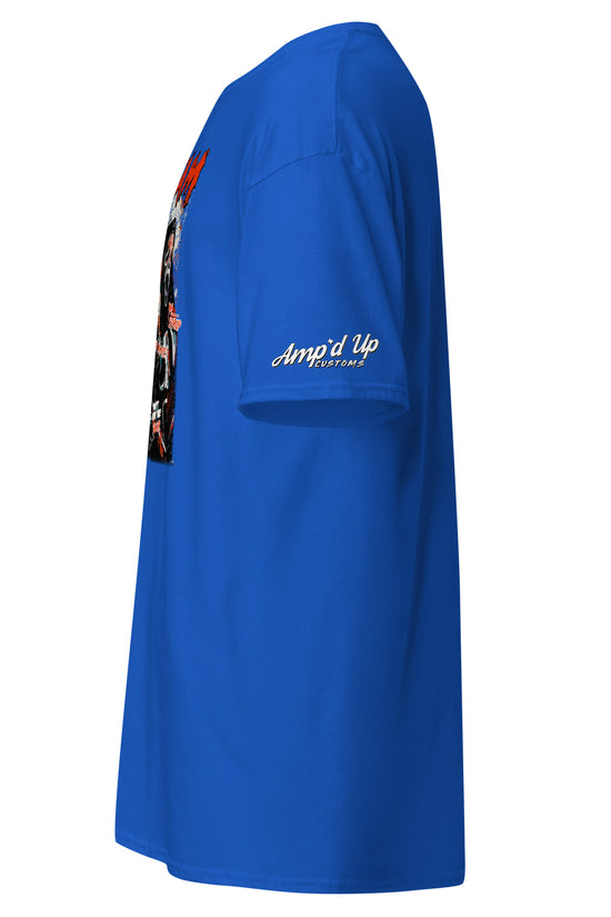 Blue Scream T-Shirt by Amp'd Up Custom with graphic print on front and logo on sleeve