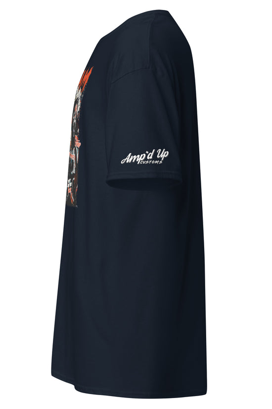 Black Scream T-Shirt by Amp'd Up Custom with graphic design on front and logo on sleeve