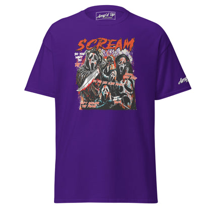 Purple Scream T-Shirt by Amp'd Up Custom featuring graphic horror movie ghost face characters