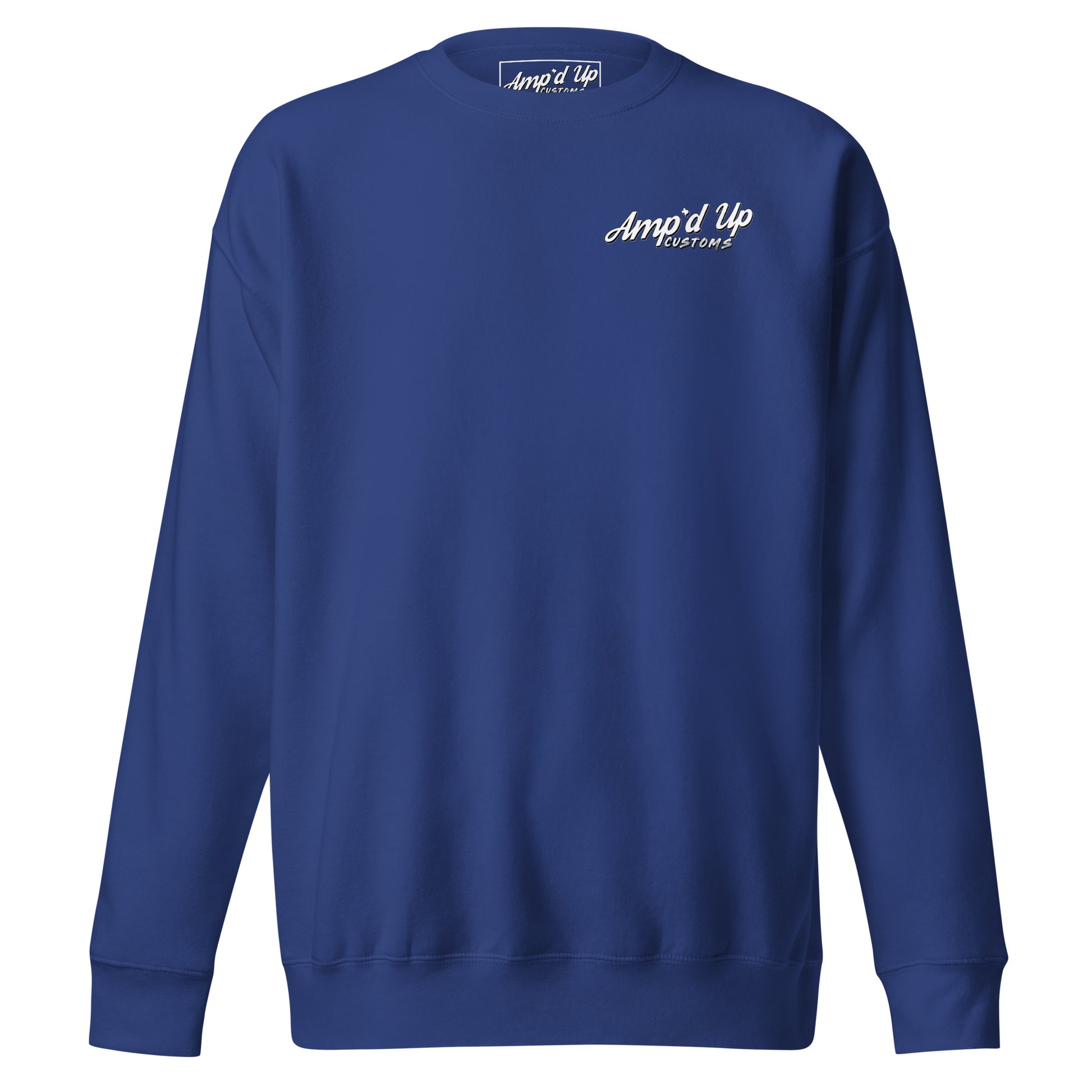 Amp'd Up Custom Skull Mechanic Sweatshirt with a classic back illustration in navy blue