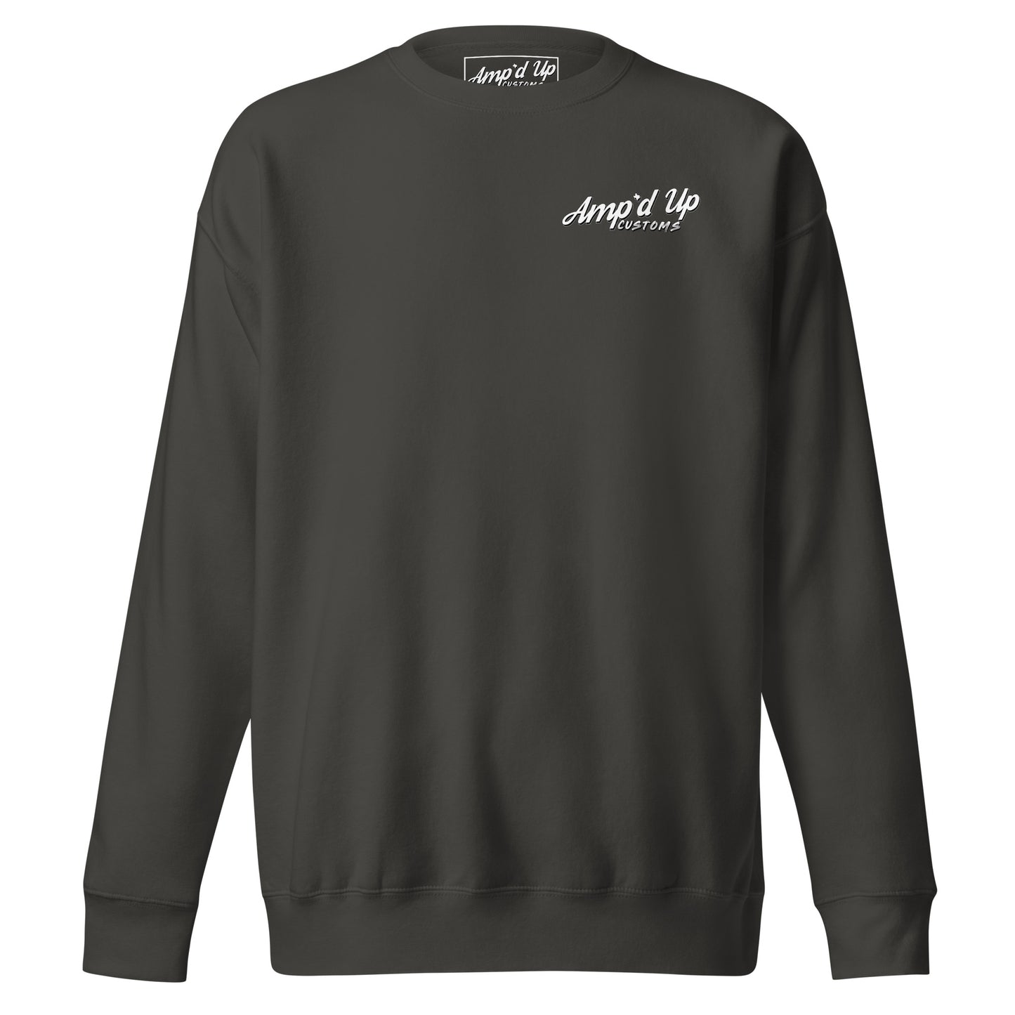 Amp'd Up Custom Skull Mechanic Sweatshirt with back illustration in dark gray color