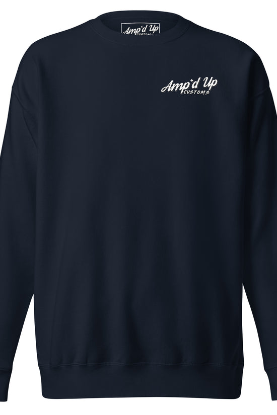 Amp'd Up Custom Skull Mechanic Sweatshirt featuring a stylish back illustration design