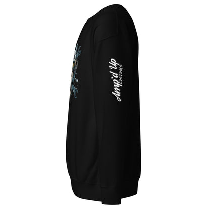 Side view of Skull Mechanic Sweatshirt by Amp'd Up Custom featuring a stylish design and comfortable fit