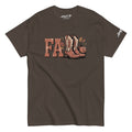 Southern Fall T-Shirt by Amp'd Up Custom with fall boots and pumpkin graphic on brown fabric