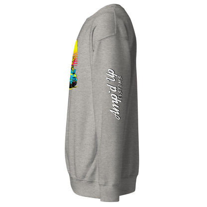 Gray Sunset Porsche Sweatshirt from Amp'd Up Custom with vibrant car graphics