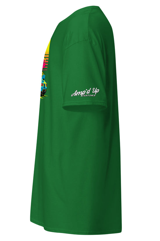 Green Sunset Porsche T-Shirt featuring vibrant graphic design and comfortable fit