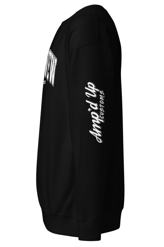 Black Longview Texas Sweatshirt by Amp'd Up Custom with logo print on sleeve and front design