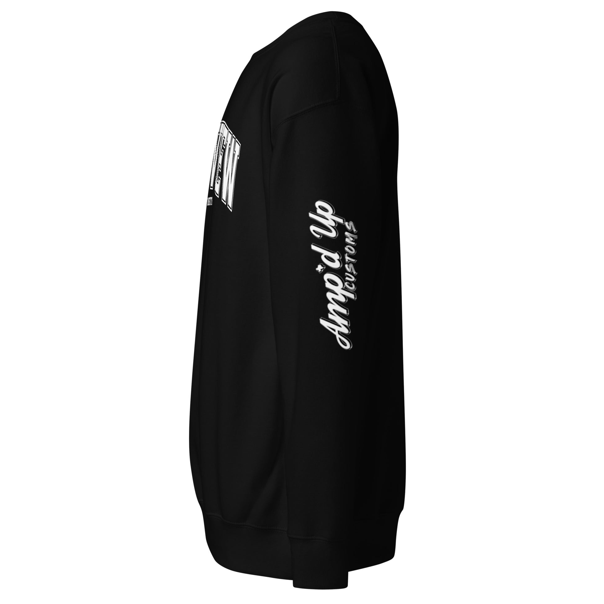Black Longview Texas Sweatshirt by Amp'd Up Custom with logo print on sleeve and front design