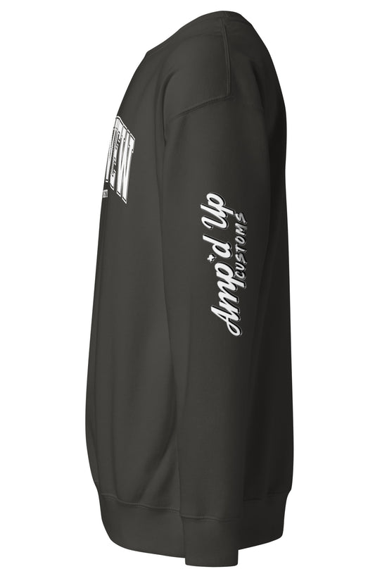 Black Longview Texas Sweatshirt by Amp'd Up Custom with logo on sleeve and front design
