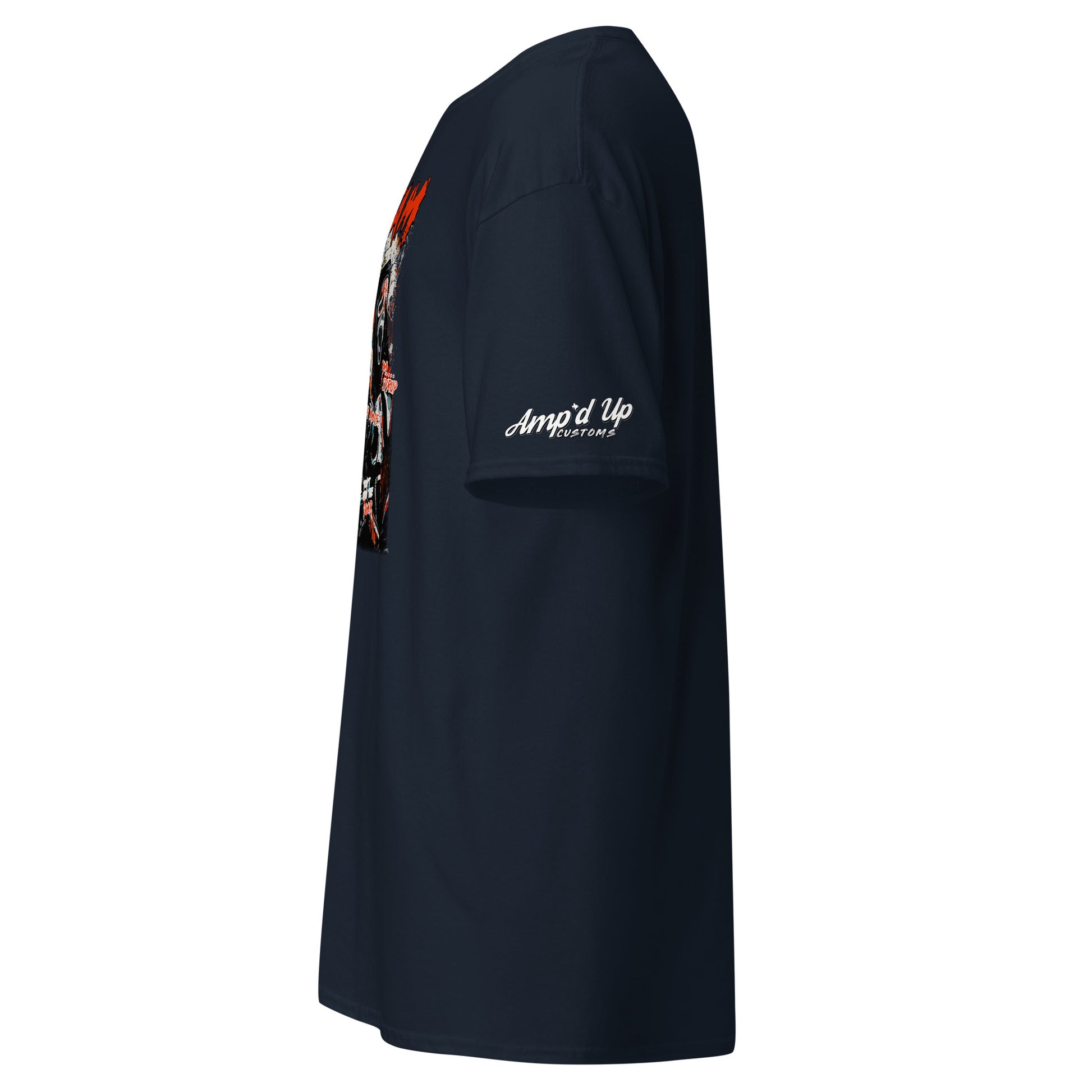 Amp'd Up Custom black Scream T-Shirt featuring graphic print and logo on sleeve