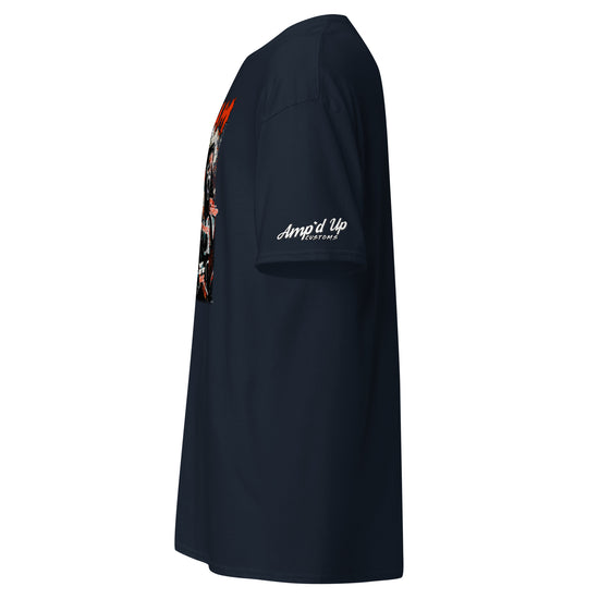 Amp'd Up Custom black Scream T-Shirt featuring graphic print and logo on sleeve