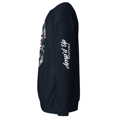King of the Garage Sweatshirt by Amp'd Up Custom in navy with unique graphic design on the side