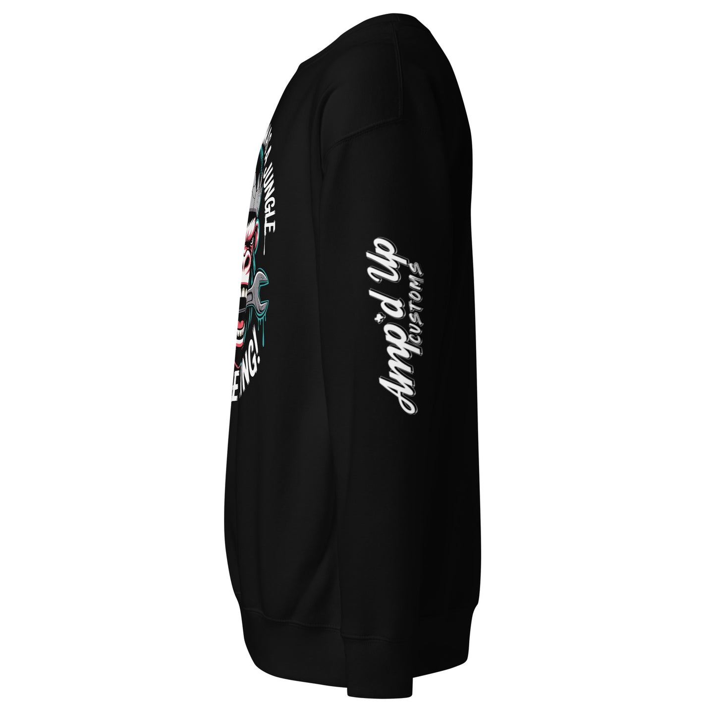 Black King of the Garage Sweatshirt by Amp'd Up Custom featuring a comfortable fit and stylish design