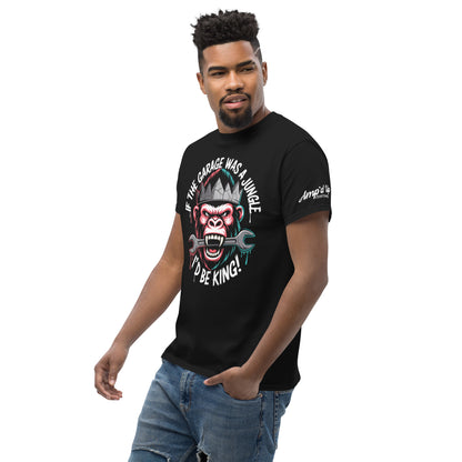 King of the Garage T-Shirt featuring a colorful gorilla design and bold text for automotive enthusiasts