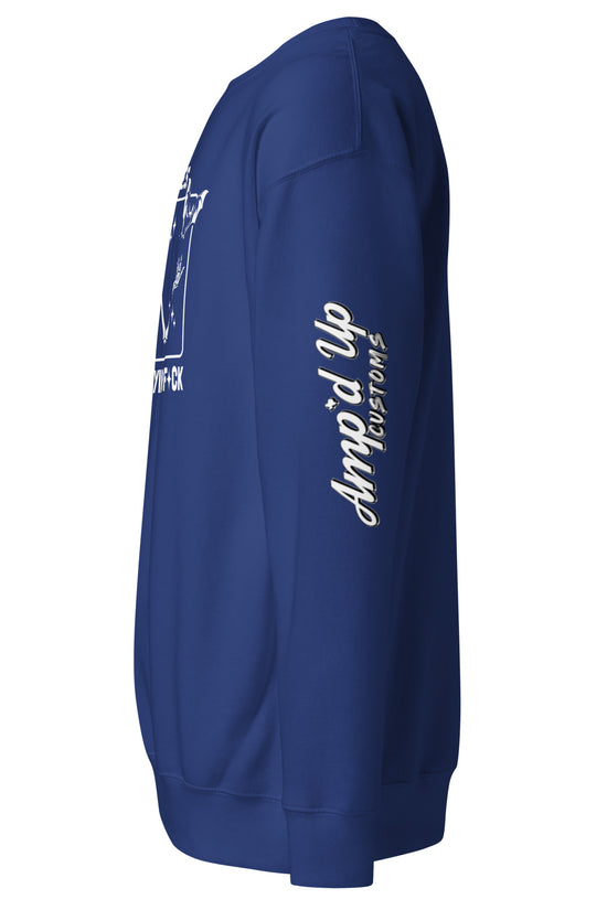 Amp'd Up Custom There It Goes My Last Flying F*ck Sweatshirt in navy blue side view