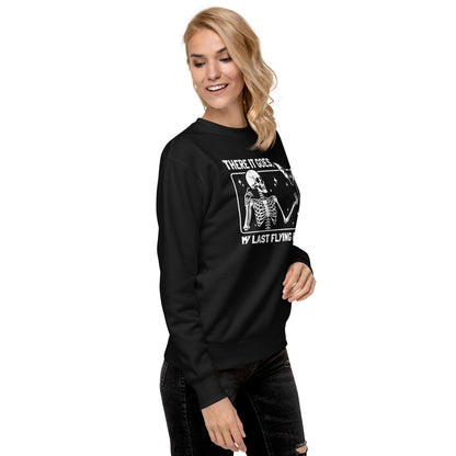 Amp'd Up Custom black sweatshirt with There It Goes My Last Flying F*ck Sweatshirt skeleton graphic