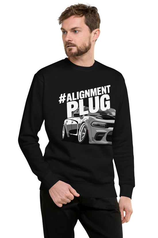 Amp'd Up Custom Alignment PLUG Sweatshirt in black featuring car graphic and bold text