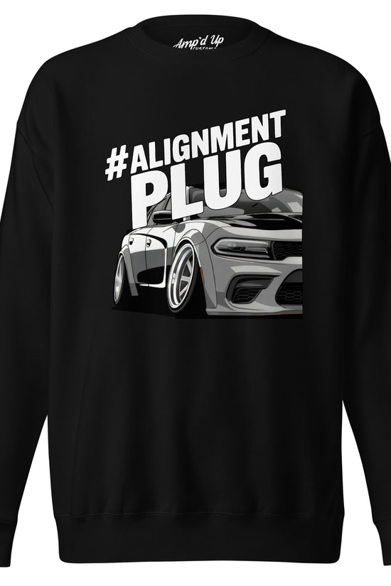 Amp'd Up Custom Alignment PLUG Sweatshirt in black featuring a stylish car graphic