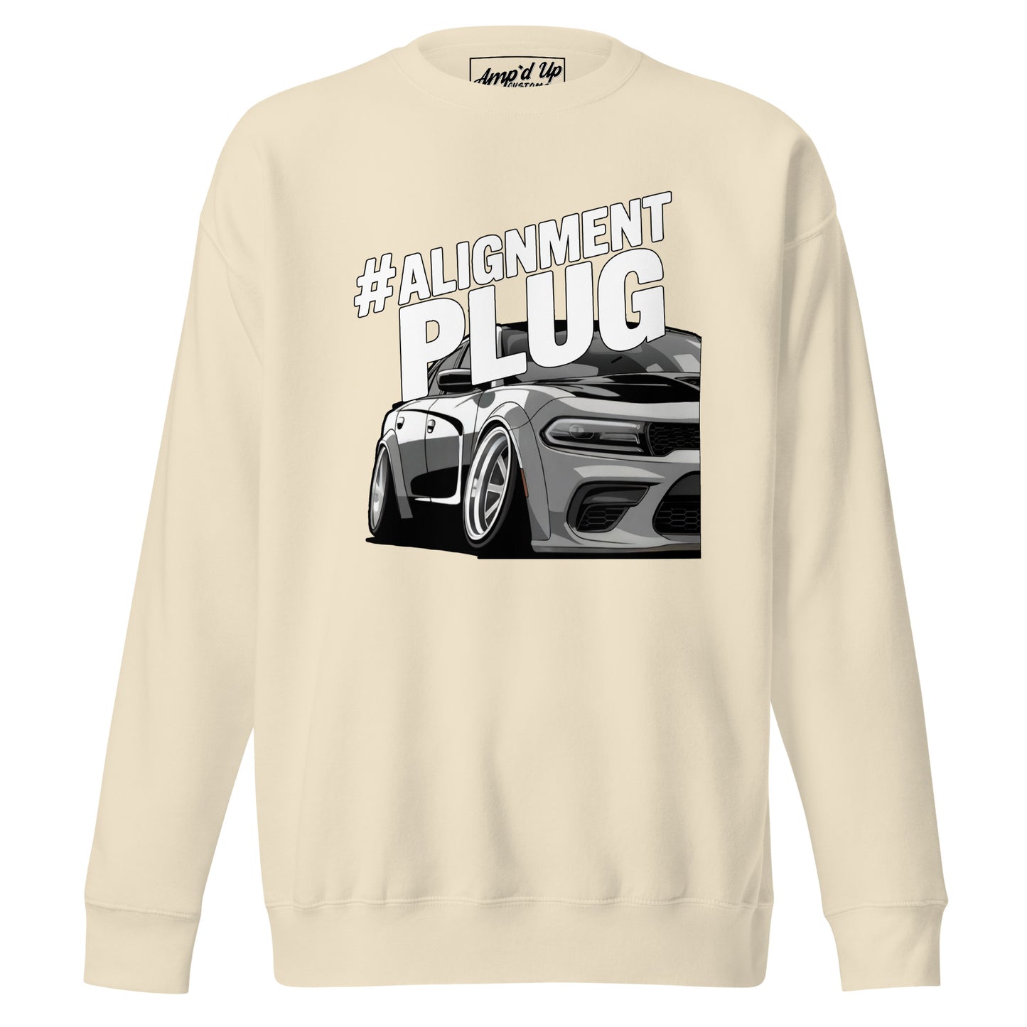 #ALIGNMENT PLUG Sweatshirt by Amp'd Up Custom featuring a car graphic for automotive enthusiasts