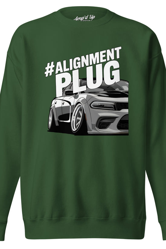 Amp'd Up Custom Alignment PLUG Sweatshirt in Green with Graphic Car Design