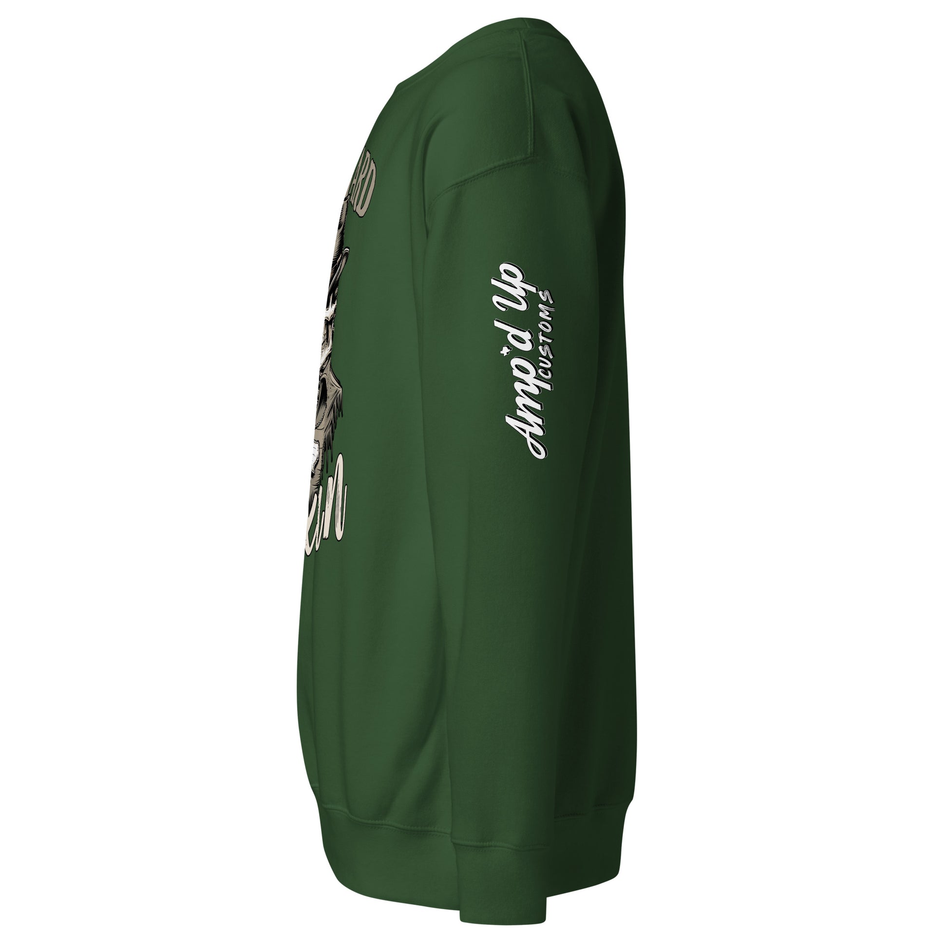 Die Hard Texan Sweatshirt in green featuring a unique graphic design by Amp'd Up Custom