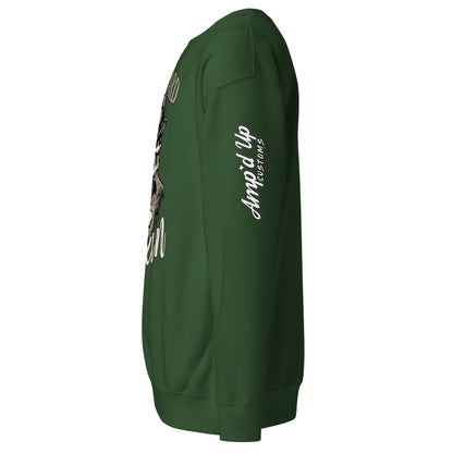 Die Hard Texan Sweatshirt in green featuring a unique graphic design by Amp'd Up Custom