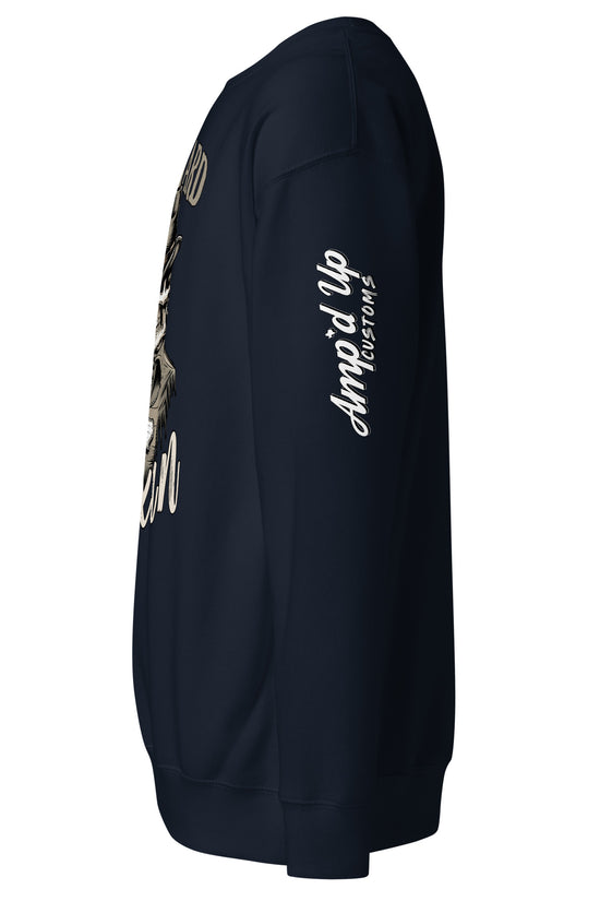 Die Hard Texan Sweatshirt in Navy with Custom Design and Amp'd Up Custom Branding