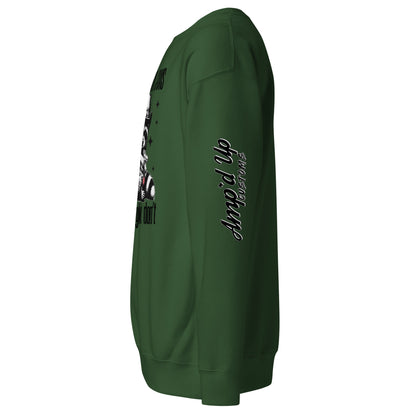 Amp'd Up Custom Strawberry Jams, But My Glock Don't Sweatshirt in Green with Graphic Design