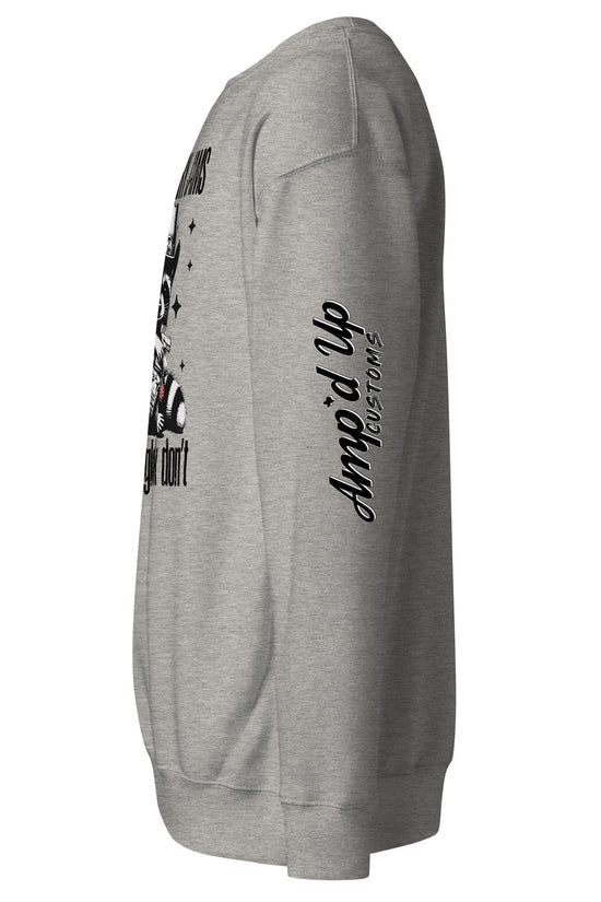 Amp'd Up Custom Strawberry Jams, But My Glock Don't Sweatshirt in gray with stylish graphic design