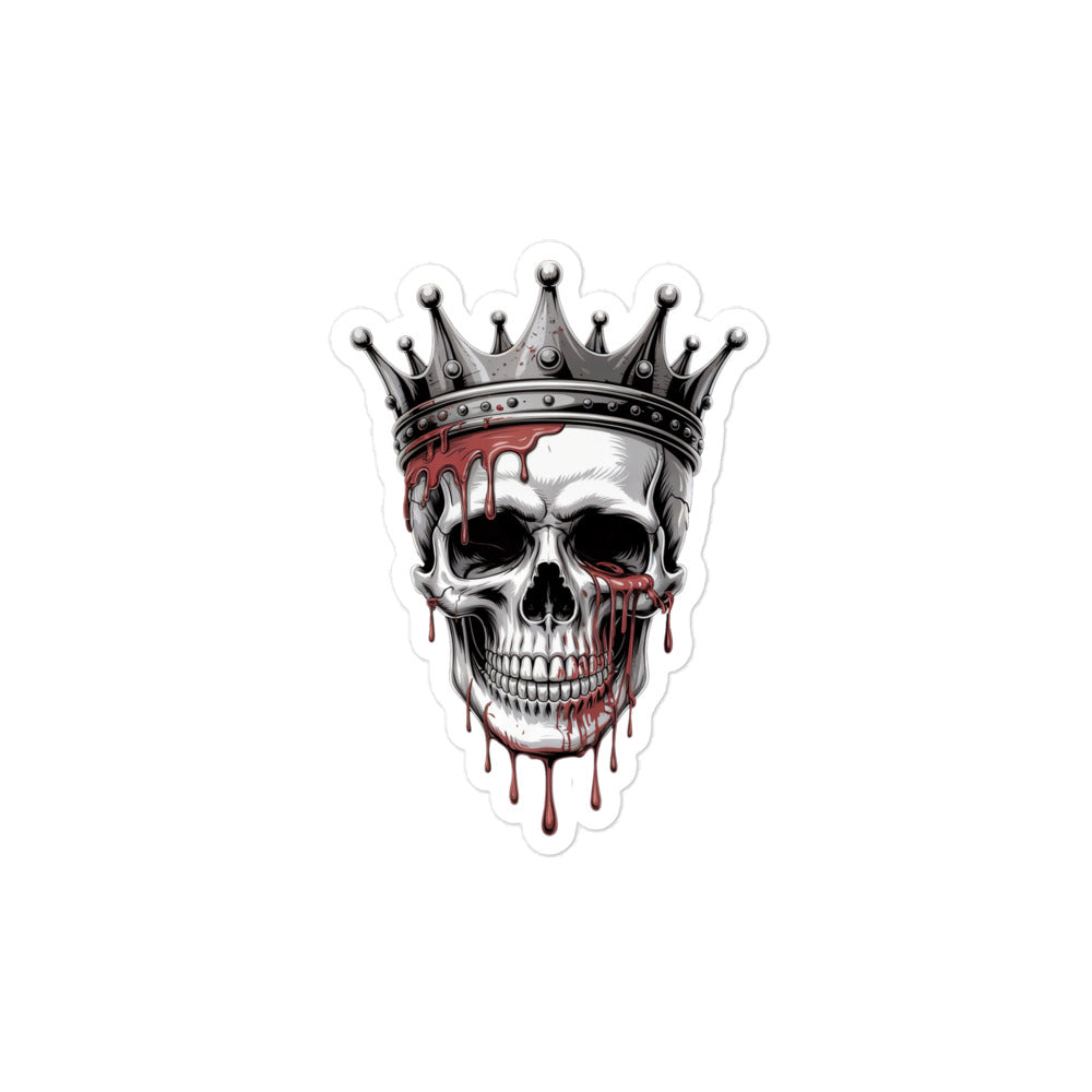 Amp'd Up Custom Bloody Skull sticker with a detailed skull wearing a silver crown dripping blood