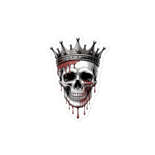 Amp'd Up Custom Bloody Skull sticker with a detailed skull wearing a silver crown dripping blood