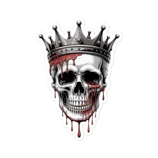 Bloody Skull sticker featuring a detailed skull with a metal crown dripping with blood