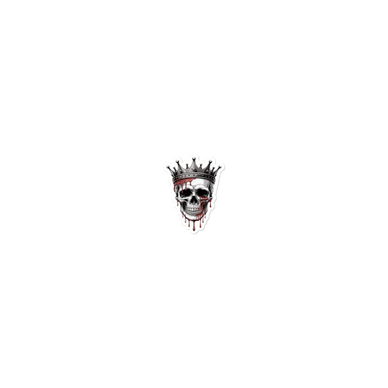 Amp'd Up Custom Bloody Skull sticker featuring a skull with a crown and blood dripping design