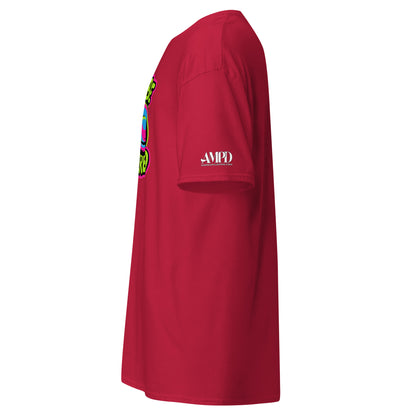 Cant Be Bothered Kitty Cat Colorful Graffiti Style Pink, Green and Blue T-Shirt in red