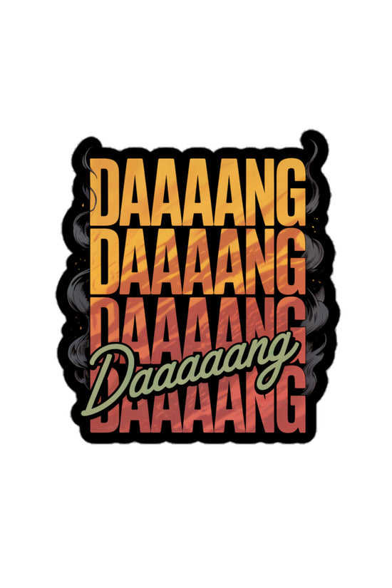 Amp'd Up Custom DANG sticker featuring bold text in vibrant colors for fun decoration