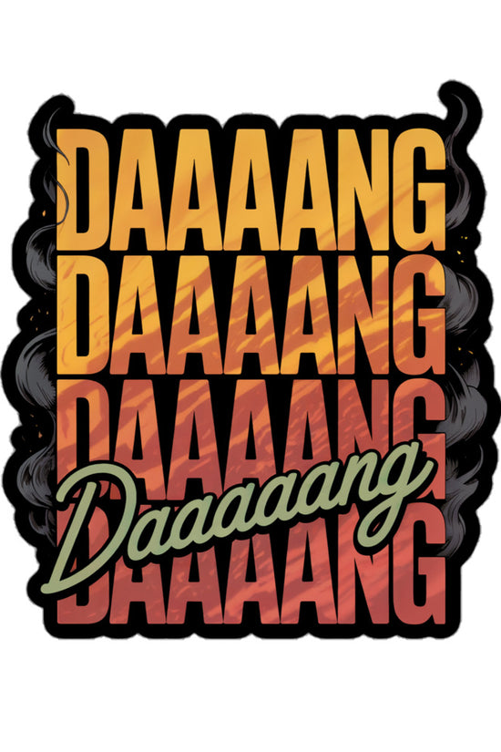 Colorful DANG sticker featuring bold text design in vibrant shades for creative decor